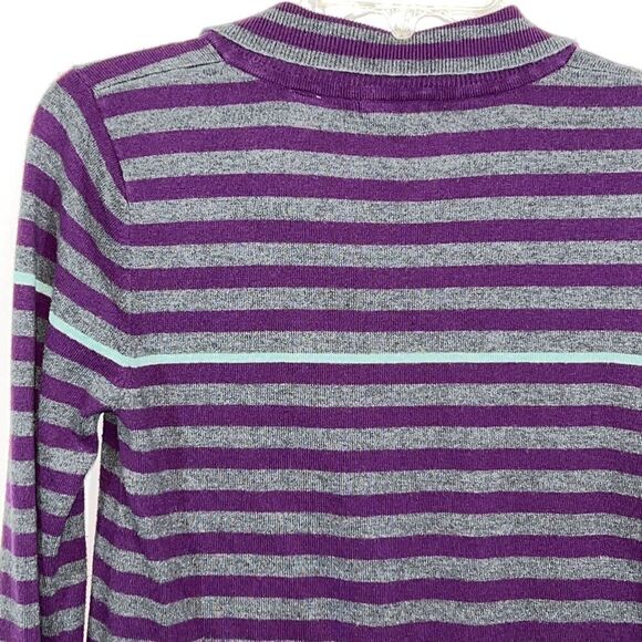 Lux Pullover Sweater Women Medium Purple And Gray Long Sleeve Preppycore Classic - Picture 11 of 11